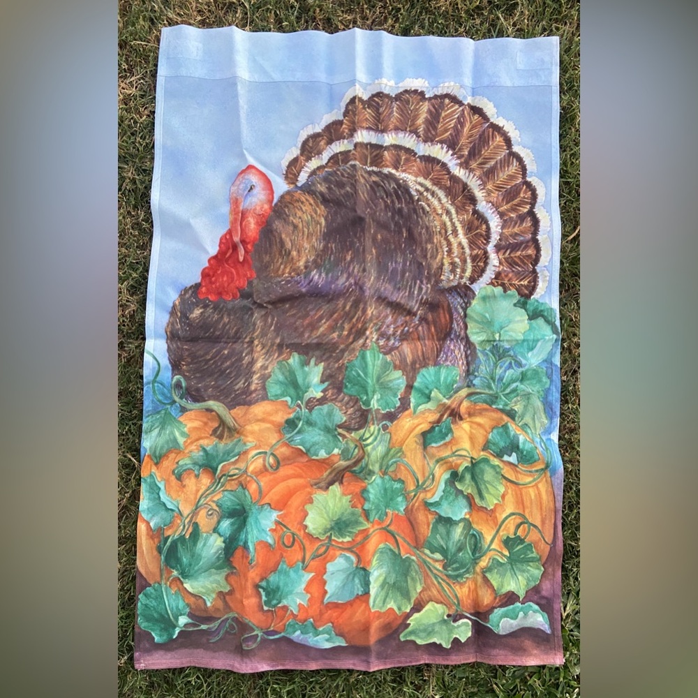 New Flag Turkey Pumpkin Fall Standard House Flag by Toland 24” x 36” Made in USA